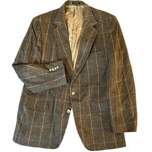 Regent Clothes Vtg Sport Coat Glen Plaid Windowpane 42 44 Brown Academia Preppy
